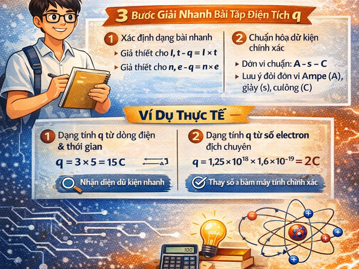 Công thức tính điện tích q lớp 12 và cách giải bài tập nhanh