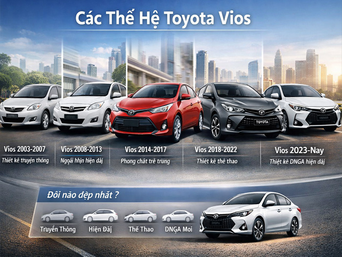 Xe hơi Vios đời nào đẹp nhất? So sánh các thế hệ xe Vios - Tạp chí Dáng Đẹp